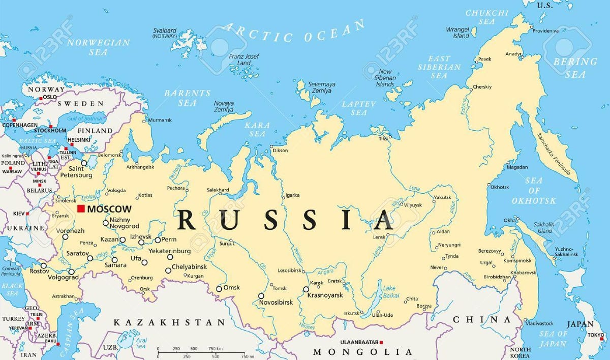Rusko kapitálu mapě