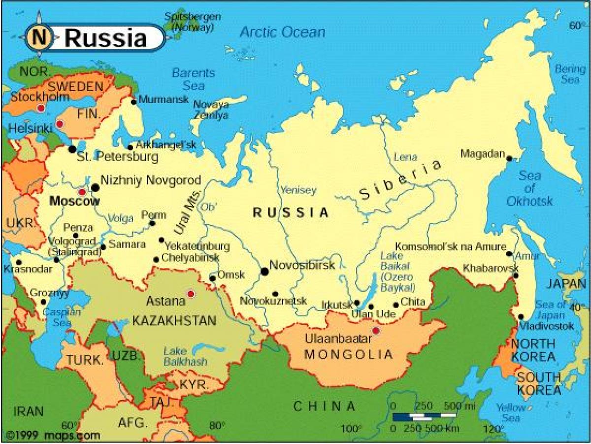 Rusko a okolní země, mapa