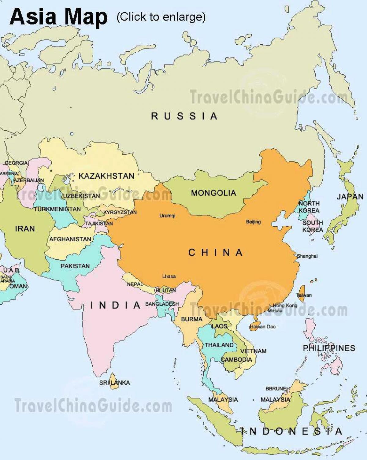 Rusko, asie mapa