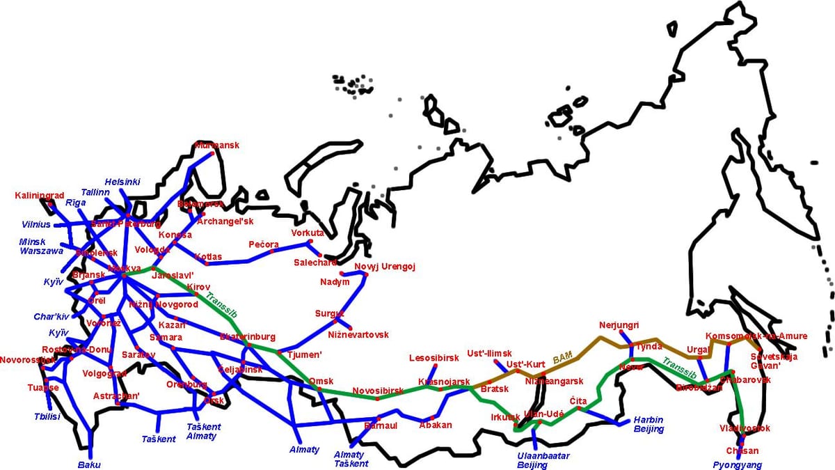mapa ruské železnice