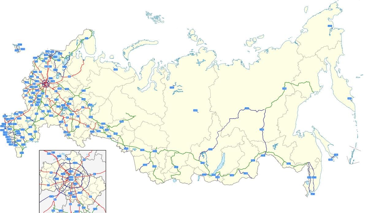 mapa ruské dálnici