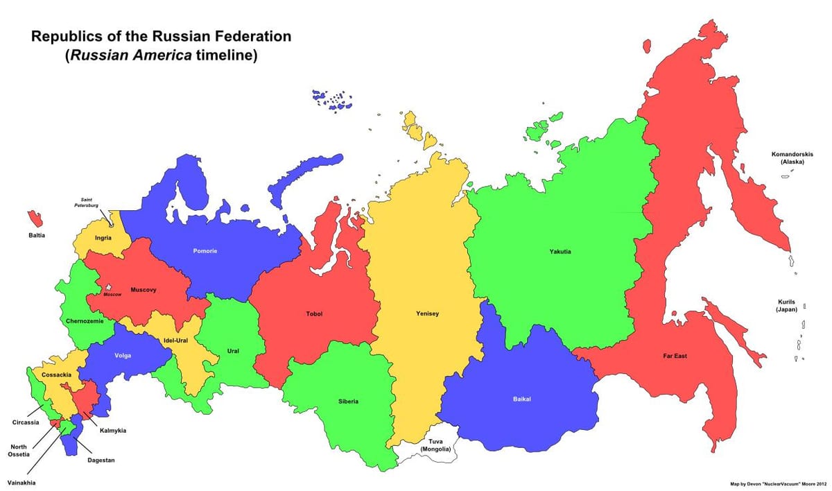 mapa ruských republik