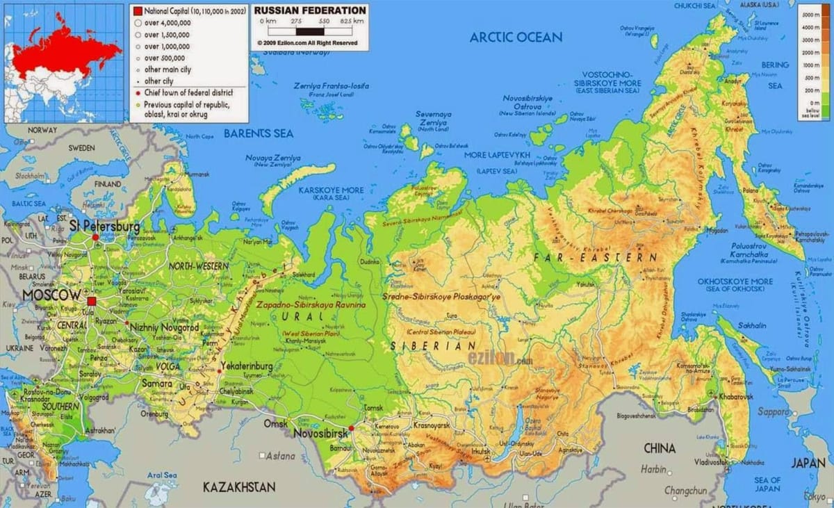 Ruské zeměpisné mapě