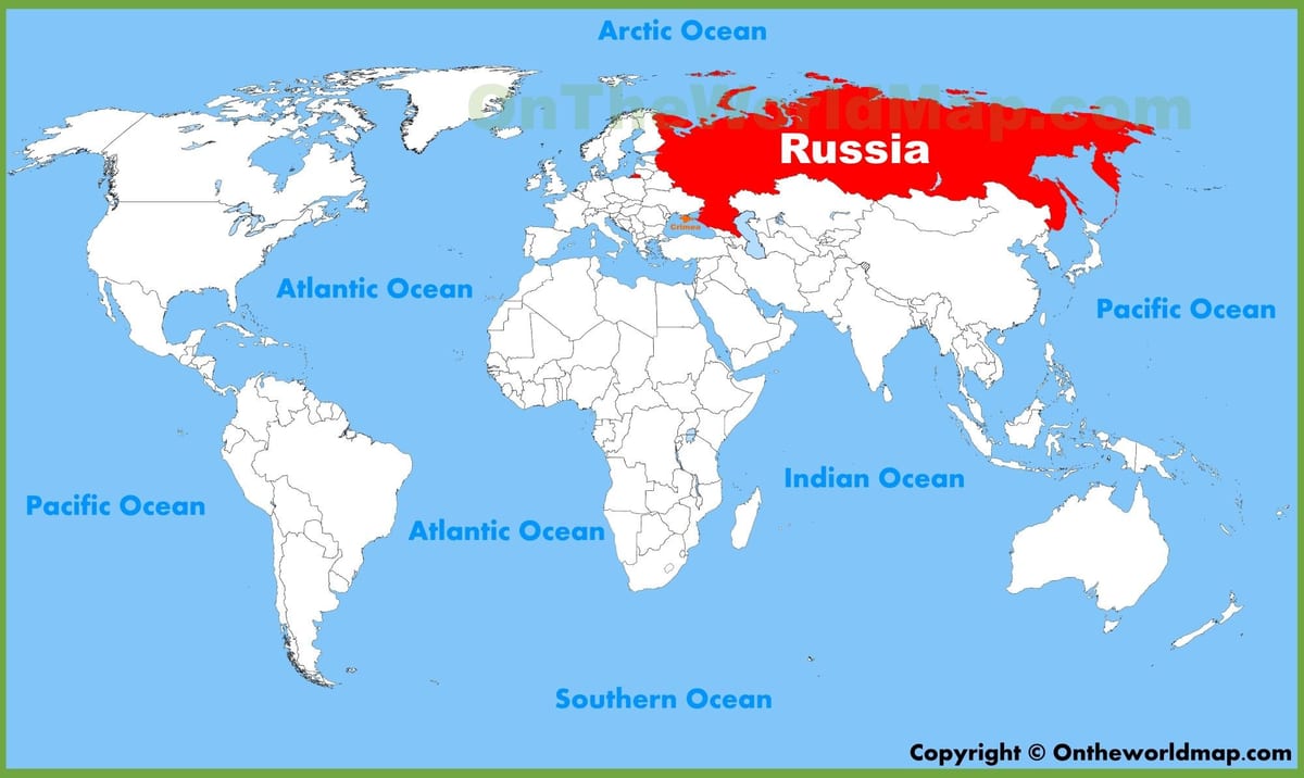 mapa světa z Ruska