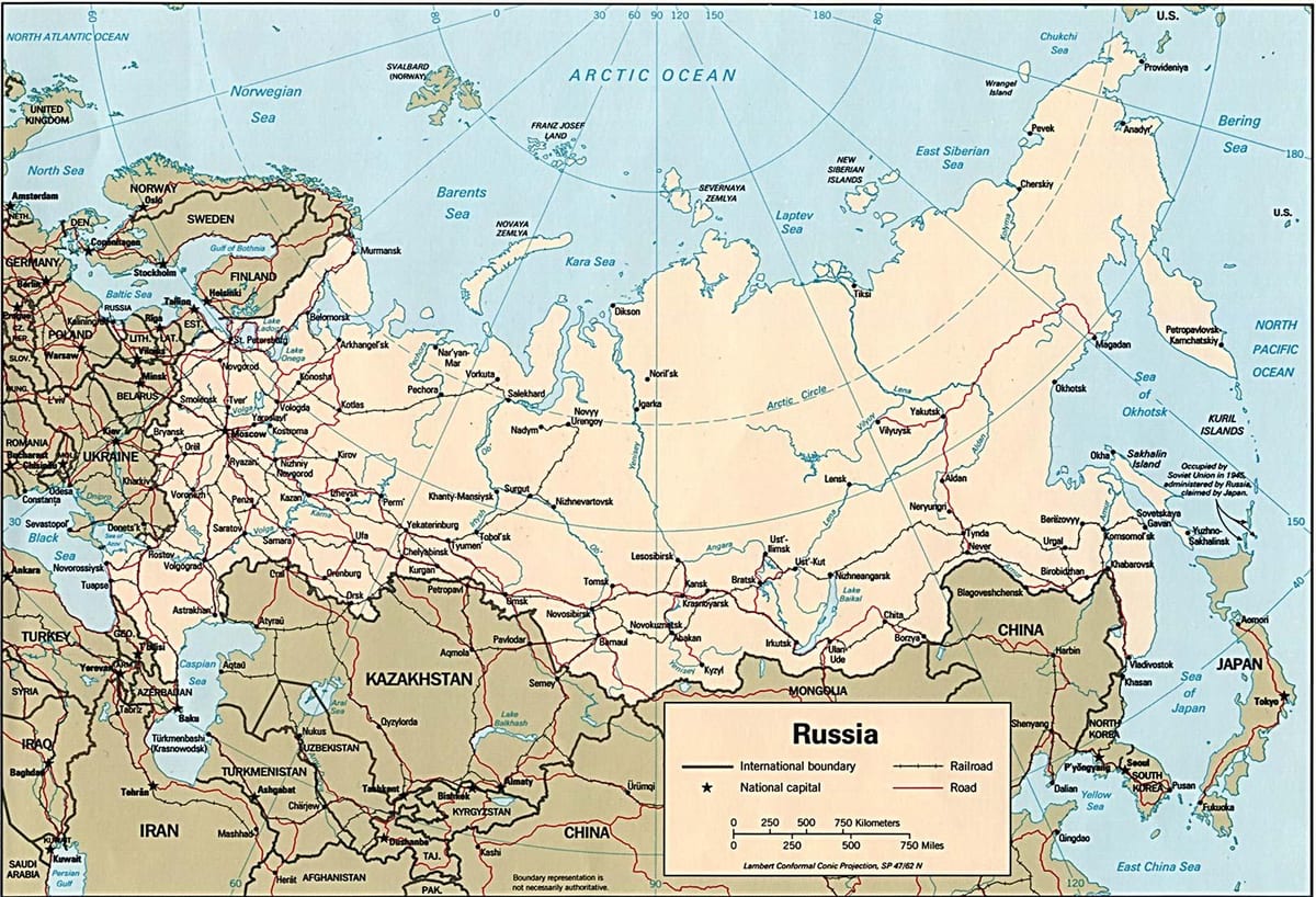 mapa Ruska