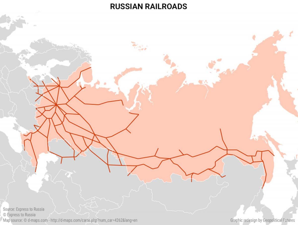 mapa Ruska transporty