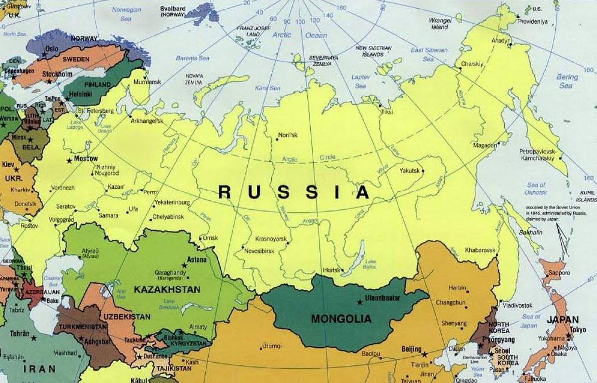 mapa Ruska a sousedních zemí
