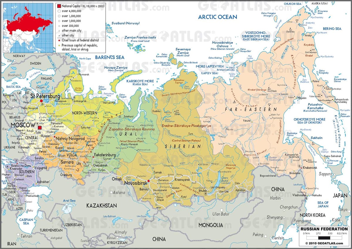 mapa Ruska státy