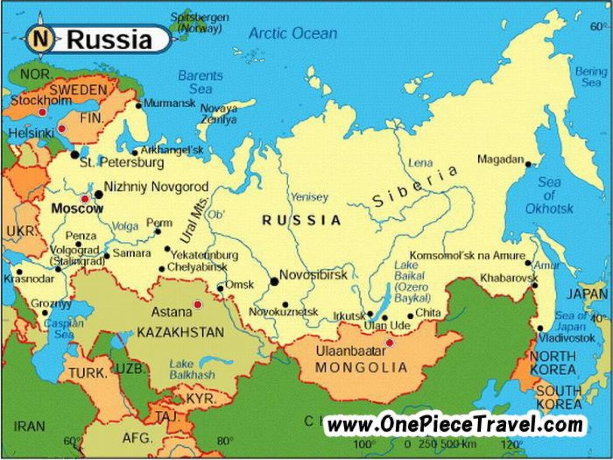 turistická mapa Ruska