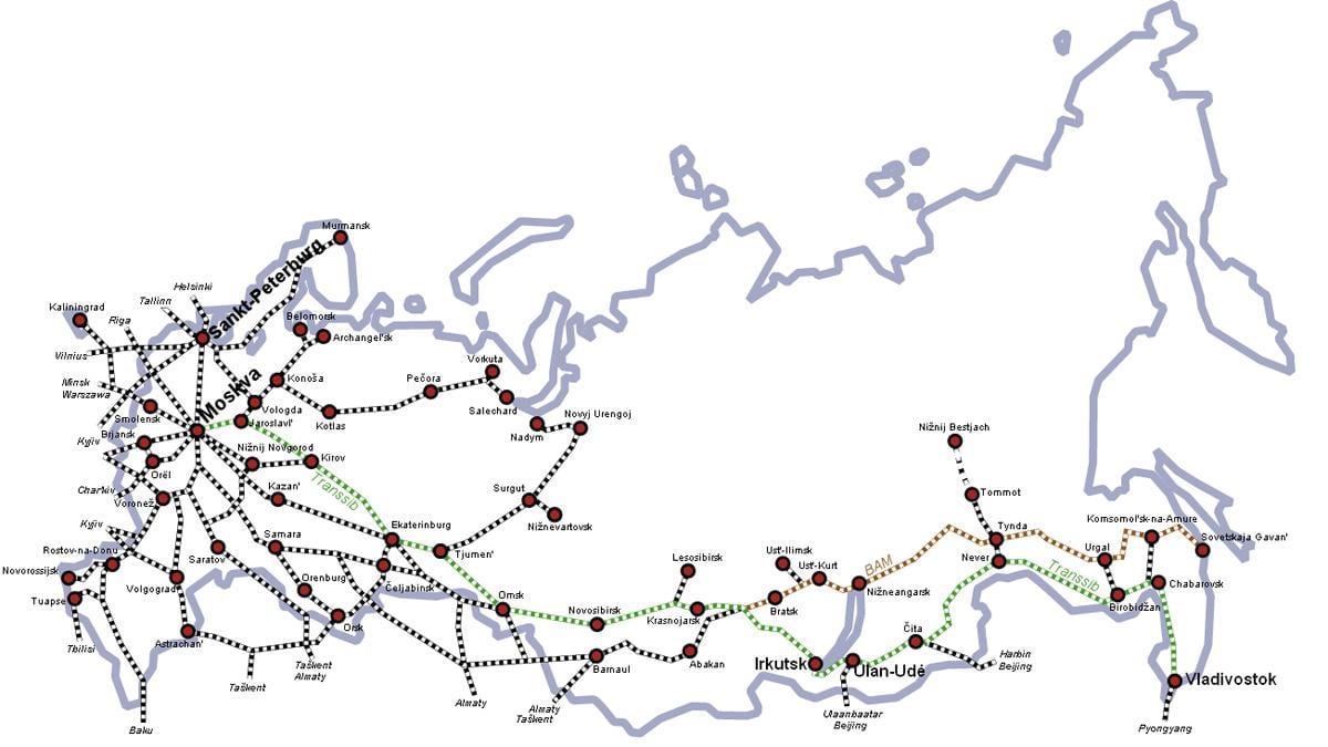 vlak mapa Ruska