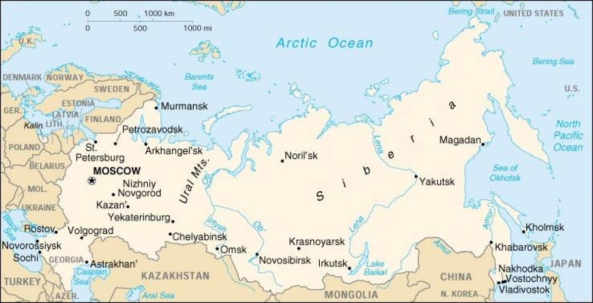 Rusko hranice mapě