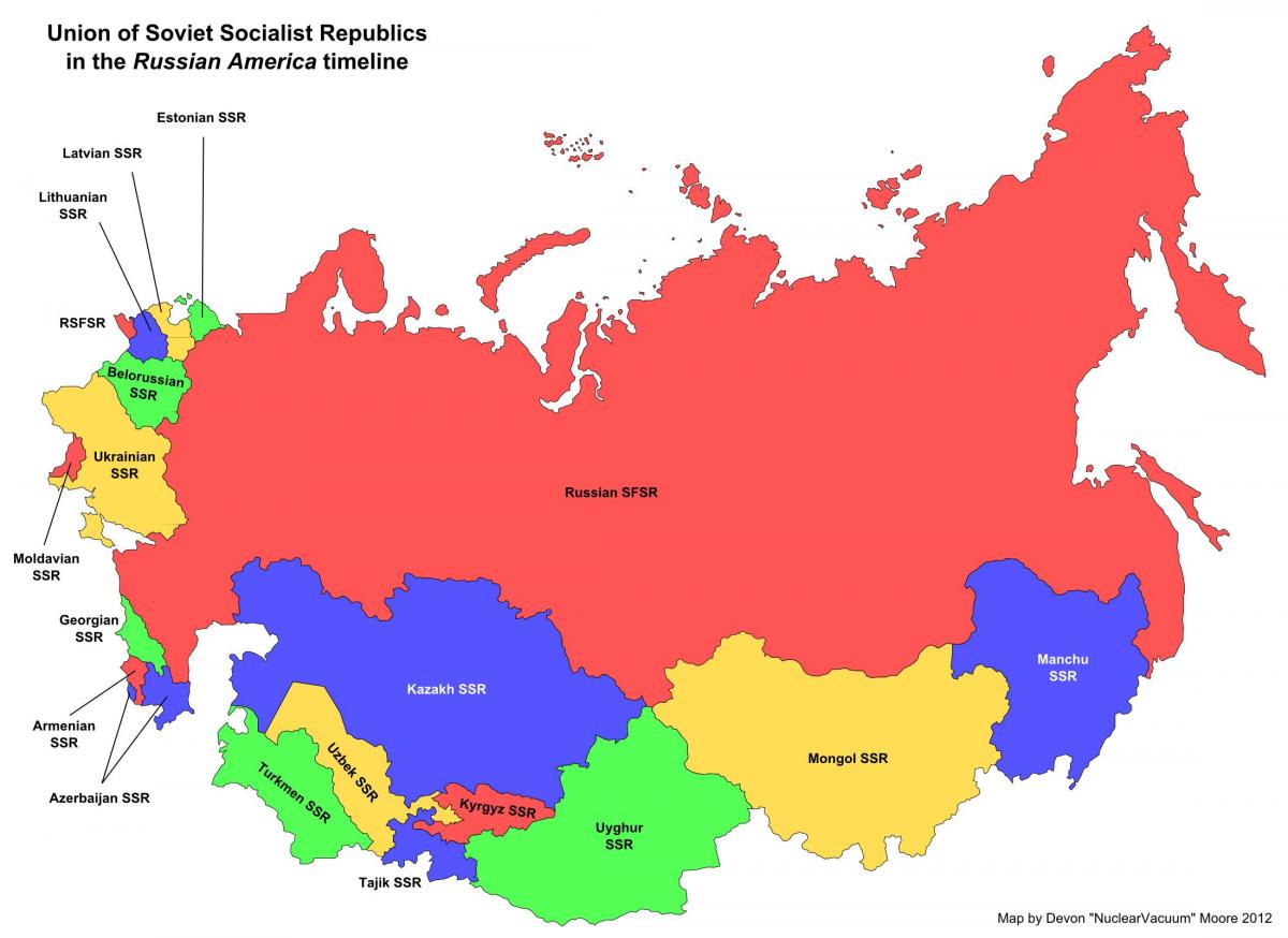 Rusko vs Sovětského svazu mapě