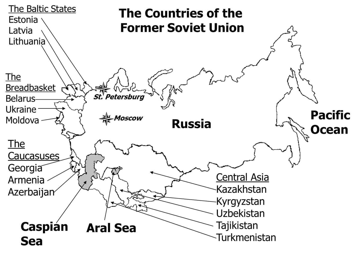 mapa zemí SSSR