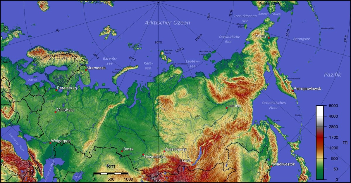 topografická mapa Ruska