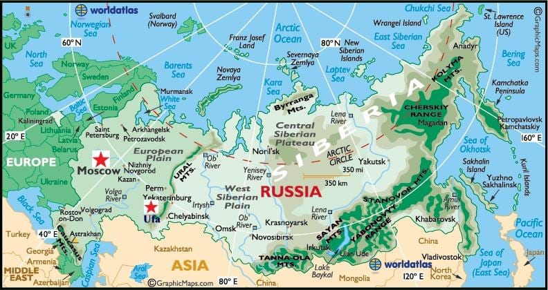 mapě z ufa, Rusko