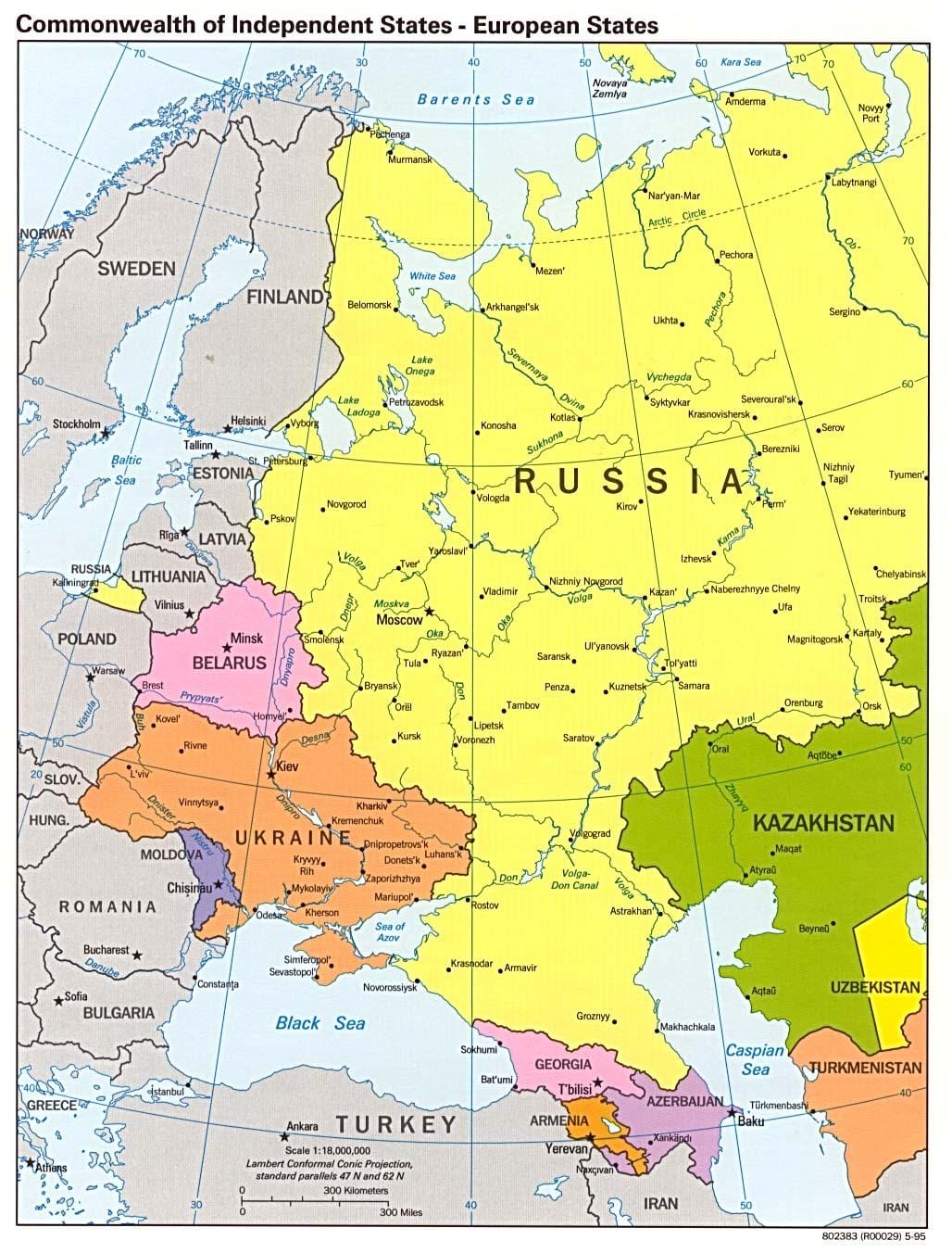 mapa západní Rusko