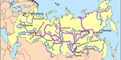 Mapa řek v Rusku