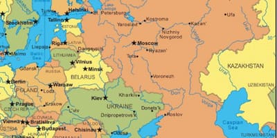 Východní evropa a Rusko mapě