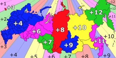 Časová pásma v Rusku mapě