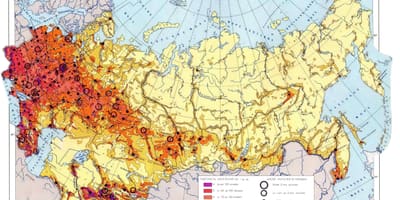 Rusko mapa hustoty obyvatelstva