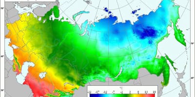 Mapa Ruska teplota