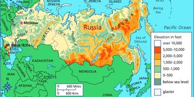Výšková mapa Ruska